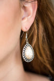 Sahara Serenity - White Earrings - Paparazzi Accessories Earrings Bedazzle Me Pretty Mobile Fashion Boutique