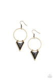 Sahara Shark - Brass Earrings - Paparazzi Accessories Earrings Bedazzle Me Pretty Mobile Fashion Boutique