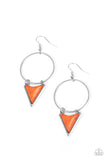 Sahara Shark - Orange Earrings - Paparazzi Accessories Earrings Bedazzle Me Pretty Mobile Fashion Boutique