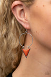 Sahara Shark - Orange Earrings - Paparazzi Accessories Earrings Bedazzle Me Pretty Mobile Fashion Boutique