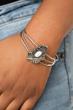 Sahara Solstice - White Bracelet - Paparazzi Accessories Bracelet Bedazzle Me Pretty Mobile Fashion Boutique