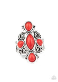 Sahara Sweetheart - Red Ring - Paparazzi Accessories Ring Bedazzle Me Pretty Mobile Fashion Boutique