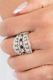 Sailboat Bling - Black Ring - Paparazzi Accessories Ring Bedazzle Me Pretty Mobile Fashion Boutique