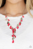 Sailboat Sunsets - Red Necklace - Paparazzi Accessories Necklace Bedazzle Me Pretty Mobile Fashion Boutique