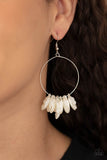 Sailboats and Seashells - White Earrings - Paparazzi Accessories Earrings Bedazzle Me Pretty Mobile Fashion Boutique