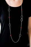 Sailing Through Sicily - Red Necklace - Paparazzi Accessories Necklace Bedazzle Me Pretty Mobile Fashion Boutique