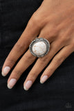 Salt of the Earth - White Ring - Paparazzi Accessories Ring Bedazzle Me Pretty Mobile Fashion Boutique