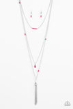 SANDSTONE Castles - Pink Necklace - Paparazzi Accessories Necklace Bedazzle Me Pretty Mobile Fashion Boutique