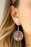 Sandstone Paradise - Orange Earrings - Paparazzi Accessories Earrings Bedazzle Me Pretty Mobile Fashion Boutique