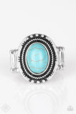 Sandstone Sanctuary - Blue Ring - Paparazzi Accessories Ring Bedazzle Me Pretty Mobile Fashion Boutique