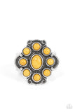 Santa Fe Fantasy - Yellow Ring - Paparazzi Accessories Ring Bedazzle Me Pretty Mobile Fashion Boutique