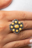 Santa Fe Fantasy - Yellow Ring - Paparazzi Accessories Ring Bedazzle Me Pretty Mobile Fashion Boutique