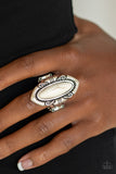 Santa Fe Serenity - White Ring - Paparazzi Accessories Ring Bedazzle Me Pretty Mobile Fashion Boutique