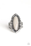 Santa Fe Serenity - White Ring - Paparazzi Accessories Ring Bedazzle Me Pretty Mobile Fashion Boutique