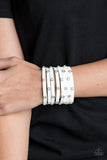 Sass Squad - White Bracelet - Paparazzi Accessories Bracelet Bedazzle Me Pretty Mobile Fashion Boutique