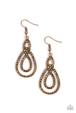 Sassy Sophistication - Copper Earrings - Paparazzi Accessories Earrings Bedazzle Me Pretty Mobile Fashion Boutique
