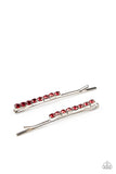 Satisfactory Sparkle - Red Hair Clip - Paparazzi Accessories Hair Clip Bedazzle Me Pretty Mobile Fashion Boutique