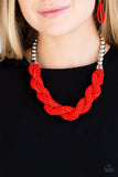 Savannah Surfin - Red Necklace - Paparazzi Accessories Necklace Bedazzle Me Pretty Mobile Fashion Boutique