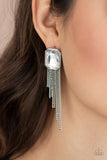 Save for a REIGNy Day - White Post Earrings - Paparazzi Accessories Post Earrings Bedazzle Me Pretty Mobile Fashion Boutique