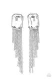 Save for a REIGNy Day - White Post Earrings - Paparazzi Accessories Post Earrings Bedazzle Me Pretty Mobile Fashion Boutique