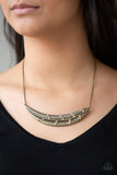 Say You QUILL - Brass Necklace - Paparazzi Accessories Necklace Bedazzle Me Pretty Mobile Fashion Boutique