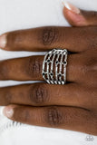 Scale Up - Black Ring - Paparazzi Accessories Ring Bedazzle Me Pretty Mobile Fashion Boutique