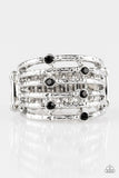 Scale Up - Black Ring - Paparazzi Accessories Ring Bedazzle Me Pretty Mobile Fashion Boutique