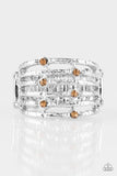 Scale Up - Brown Ring - Paparazzi Accessories Ring Bedazzle Me Pretty Mobile Fashion Boutique