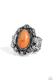 SCALLOPED in Stone - Orange Ring - Paparazzi Accessories Ring Bedazzle Me Pretty Mobile Fashion Boutique
