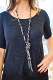 SCARFed for Attention - Gunmetal Black Necklace - Paparazzi Accessories Necklace Bedazzle Me Pretty Mobile Fashion Boutique