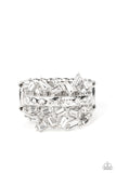 Scattered Sensation - White Ring - Paparazzi Accessories Ring Bedazzle Me Pretty Mobile Fashion Boutique