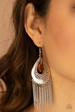 Scattered Storms - Orange Earrings - Paparazzi Accessories Earrings Bedazzle Me Pretty Mobile Fashion Boutique