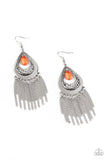 Scattered Storms - Orange Earrings - Paparazzi Accessories Earrings Bedazzle Me Pretty Mobile Fashion Boutique
