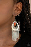 Scattered Storms - Red Earrings - Paparazzi Accessories Earrings Bedazzle Me Pretty Mobile Fashion Boutique