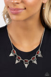 Scintillating Shimmer - Red Necklace - Paparazzi Accessories Necklace Bedazzle Me Pretty Mobile Fashion Boutique