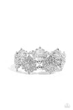 Scintillating Snowflakes - White Bracelet - Paparazzi Accessories Bracelet Bedazzle Me Pretty Mobile Fashion Boutique