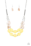 Seacoast Sunset - Yellow Necklace - Paparazzi Accessories Necklace Bedazzle Me Pretty Mobile Fashion Boutique