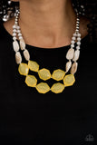 Seacoast Sunset - Yellow Necklace - Paparazzi Accessories Necklace Bedazzle Me Pretty Mobile Fashion Boutique