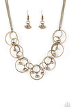 Seafront Scene - Brass Necklace - Paparazzi Accessories Necklace Bedazzle Me Pretty Mobile Fashion Boutique