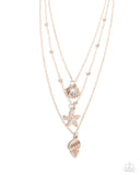 Seashell Sonata - Rose Gold Necklace - Paparazzi Accessories Necklace Bedazzle Me Pretty Mobile Fashion Boutique