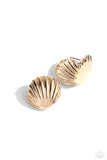 Seashell Surprise - Gold Earrings - Paparazzi Accessories Earrings Bedazzle Me Pretty Mobile Fashion Boutique