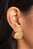 Seashell Surprise - Gold Earrings - Paparazzi Accessories Earrings Bedazzle Me Pretty Mobile Fashion Boutique