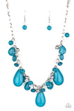 Seaside Solstice - Blue Necklace - Paparazzi Accessories Necklace Bedazzle Me Pretty Mobile Fashion Boutique