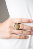 Seasonal Spinster - Brass Ring - Paparazzi Accessories Ring Bedazzle Me Pretty Mobile Fashion Boutique