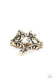 Secret Eden - Brass Ring - Paparazzi Accessories Ring Bedazzle Me Pretty Mobile Fashion Boutique