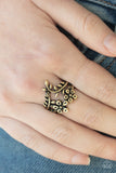 Secret Eden - Brass Ring - Paparazzi Accessories Ring Bedazzle Me Pretty Mobile Fashion Boutique