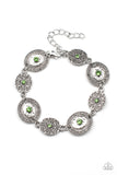 Secret Garden Glamour - Green Bracelet - Paparazzi Accessories Bracelet Bedazzle Me Pretty Mobile Fashion Boutique