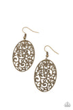 Secret Orchards - Brass Earrings - Paparazzi Accessories Earrings Bedazzle Me Pretty Mobile Fashion Boutique