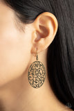 Secret Orchards - Brass Earrings - Paparazzi Accessories Earrings Bedazzle Me Pretty Mobile Fashion Boutique