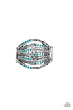 Securing My Finances - Blue Ring - Paparazzi Accessories Ring Bedazzle Me Pretty Mobile Fashion Boutique